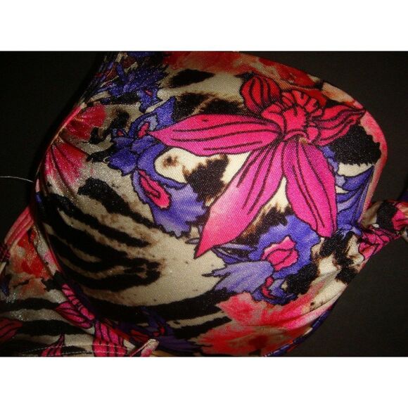 Victoria's Secret 36D BIKINI+M/L COVER UP/dress Floral Orchid Animal Print Zebra - Picture 3 of 9